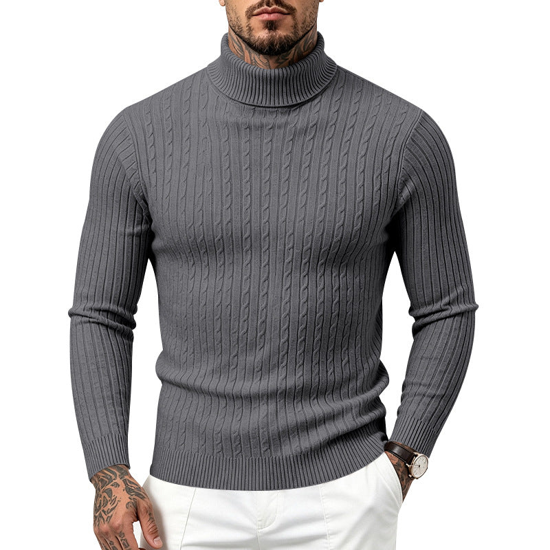 Regular Fit Textured Knit Turtleneck Sweater Set of 2 Dark Gray 1