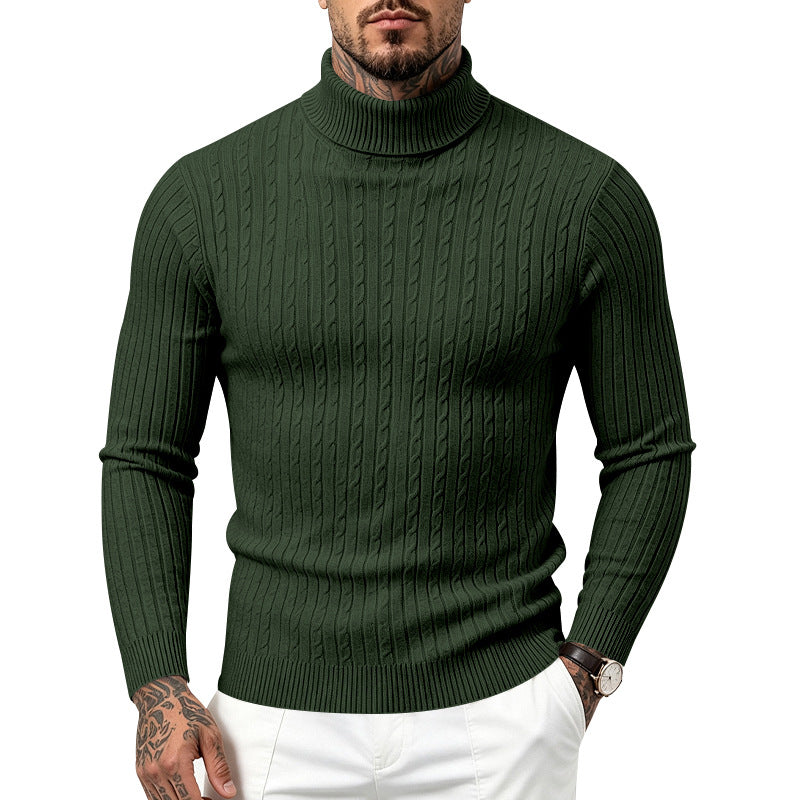 Regular Fit Textured Knit Turtleneck Sweater Set of 2 Dark Green 1