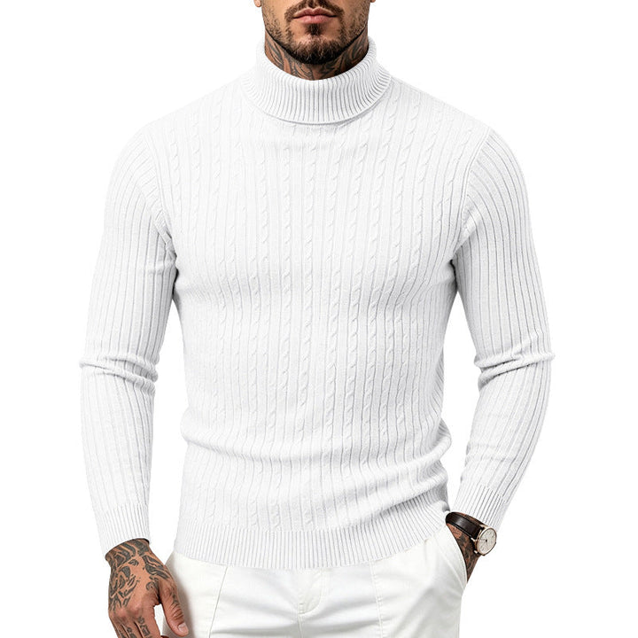 Regular Fit Textured Knit Turtleneck Sweater Set of 2 White 1