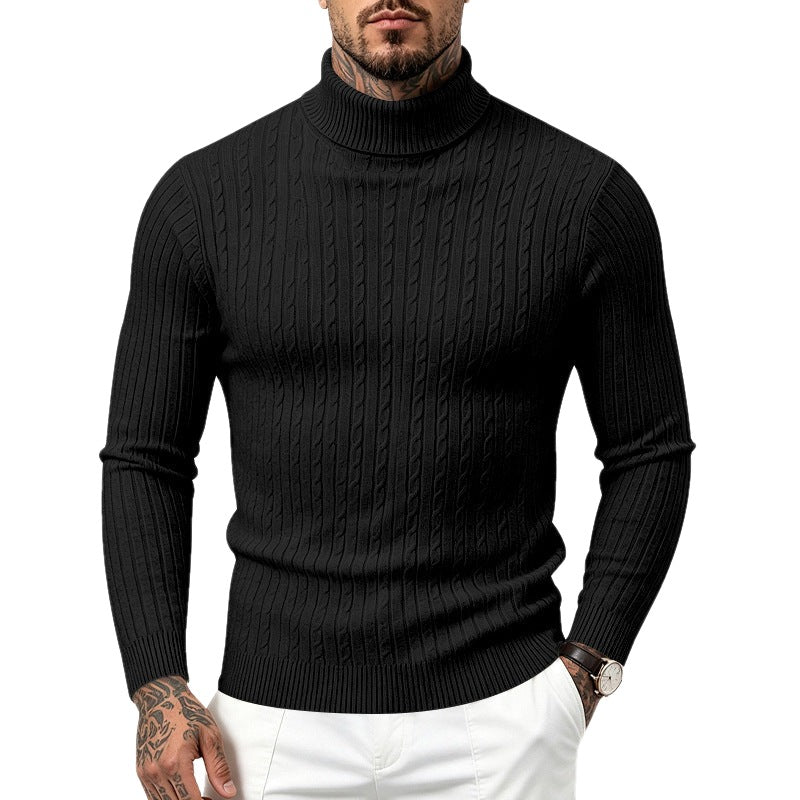 Regular Fit Textured Knit Turtleneck Sweater Set of 2 on white