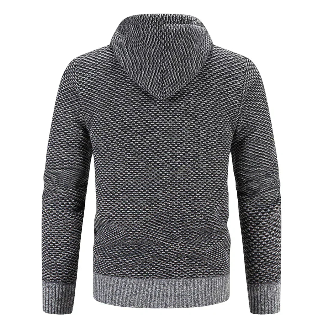 Regular Fit Textured Knit Zip Up Hoodie Gray 2