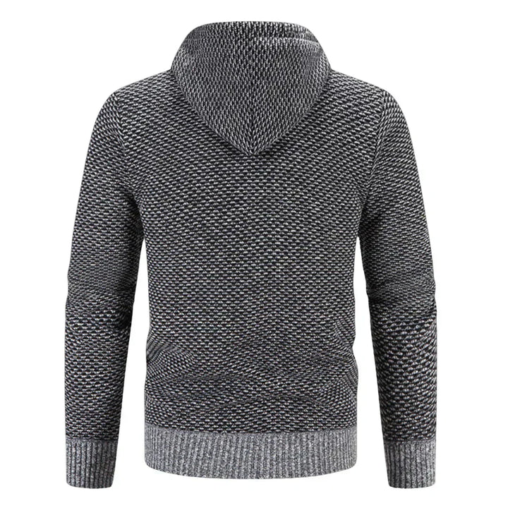 Regular Fit Textured Knit Zip Up Hoodie Gray 2