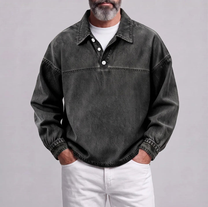 Regular Fit Washed Texture Collared Half Placket Pullover Set of 3 Charcoal 1