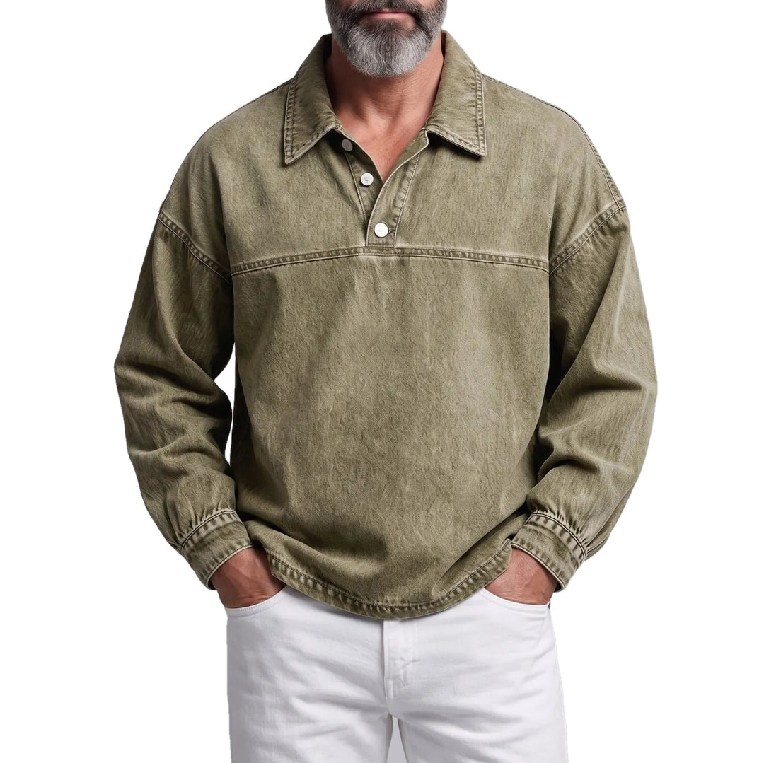 Regular Fit Washed Texture Collared Half Placket Pullover Set of 3 on white