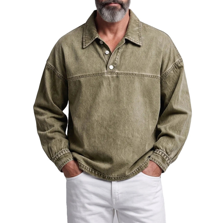 Regular Fit Washed Texture Collared Half Placket Pullover Set of 3 on white