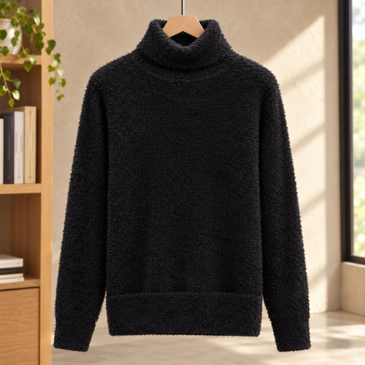 Relaxed Brushed Knit Turtleneck Sweater Set of 2 Black 1