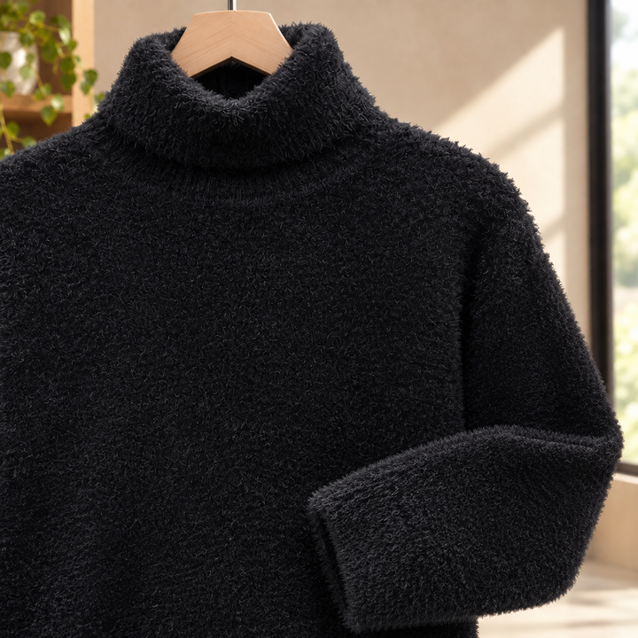 Relaxed Brushed Knit Turtleneck Sweater Set of 2 Black 2