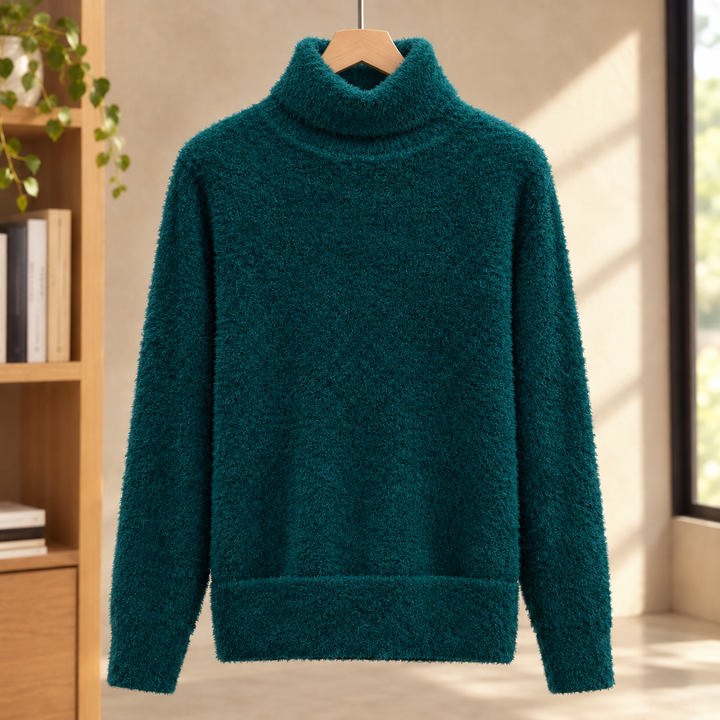 Relaxed Brushed Knit Turtleneck Sweater Set of 2 Dark Green 1