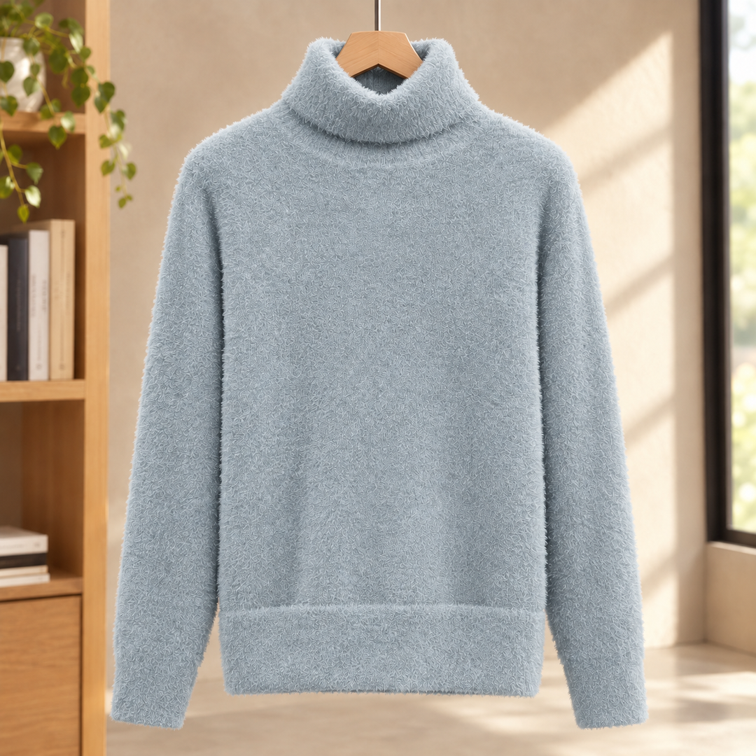 Relaxed Brushed Knit Turtleneck Sweater Set of 2 Light Gray 1