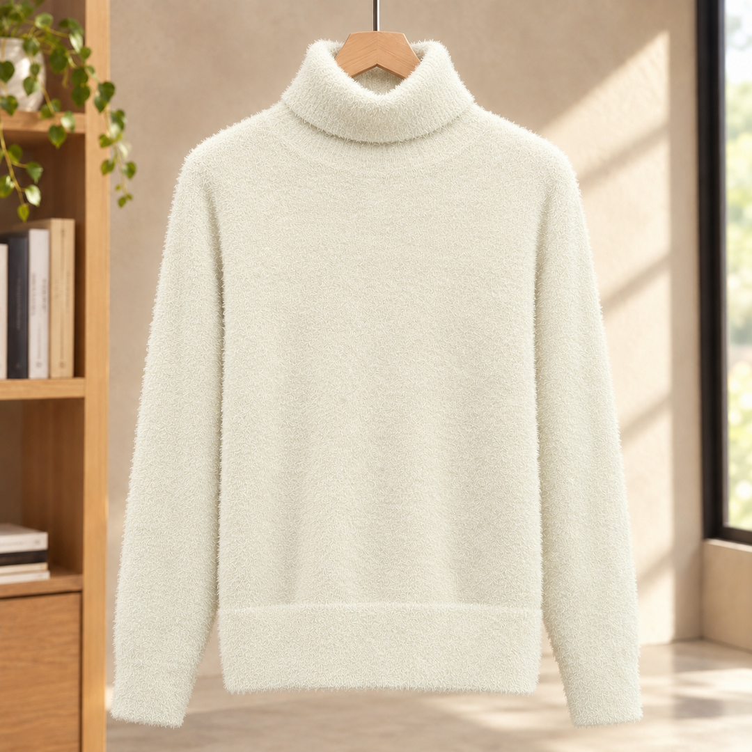 Relaxed Brushed Knit Turtleneck Sweater Set of 2 Off White 1