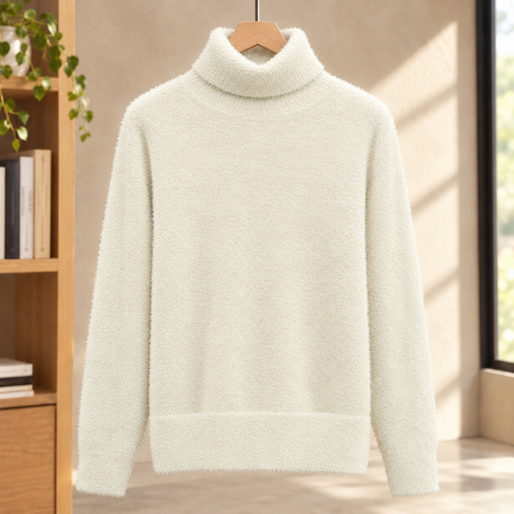 Relaxed Brushed Knit Turtleneck Sweater Set of 2 Off White 1