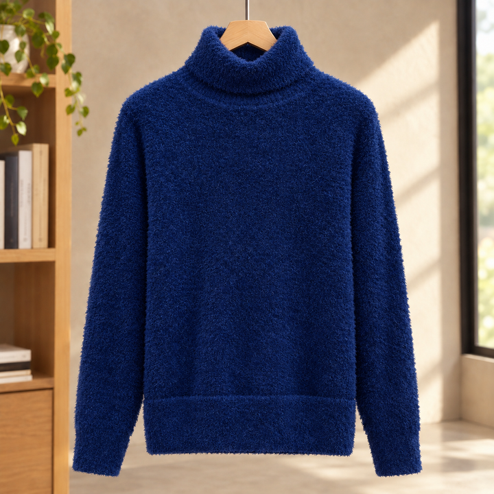 Relaxed Brushed Knit Turtleneck Sweater Set of 2 Royal Blue 1