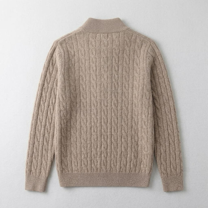 Relaxed Cable Knit Wool Quarter Zip Sweater Set of 2 Oat 2