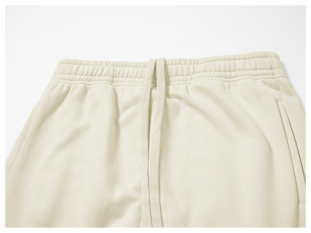 Relaxed Fit Cotton Blend Jogger Sweatpants Drawstring Cream 4