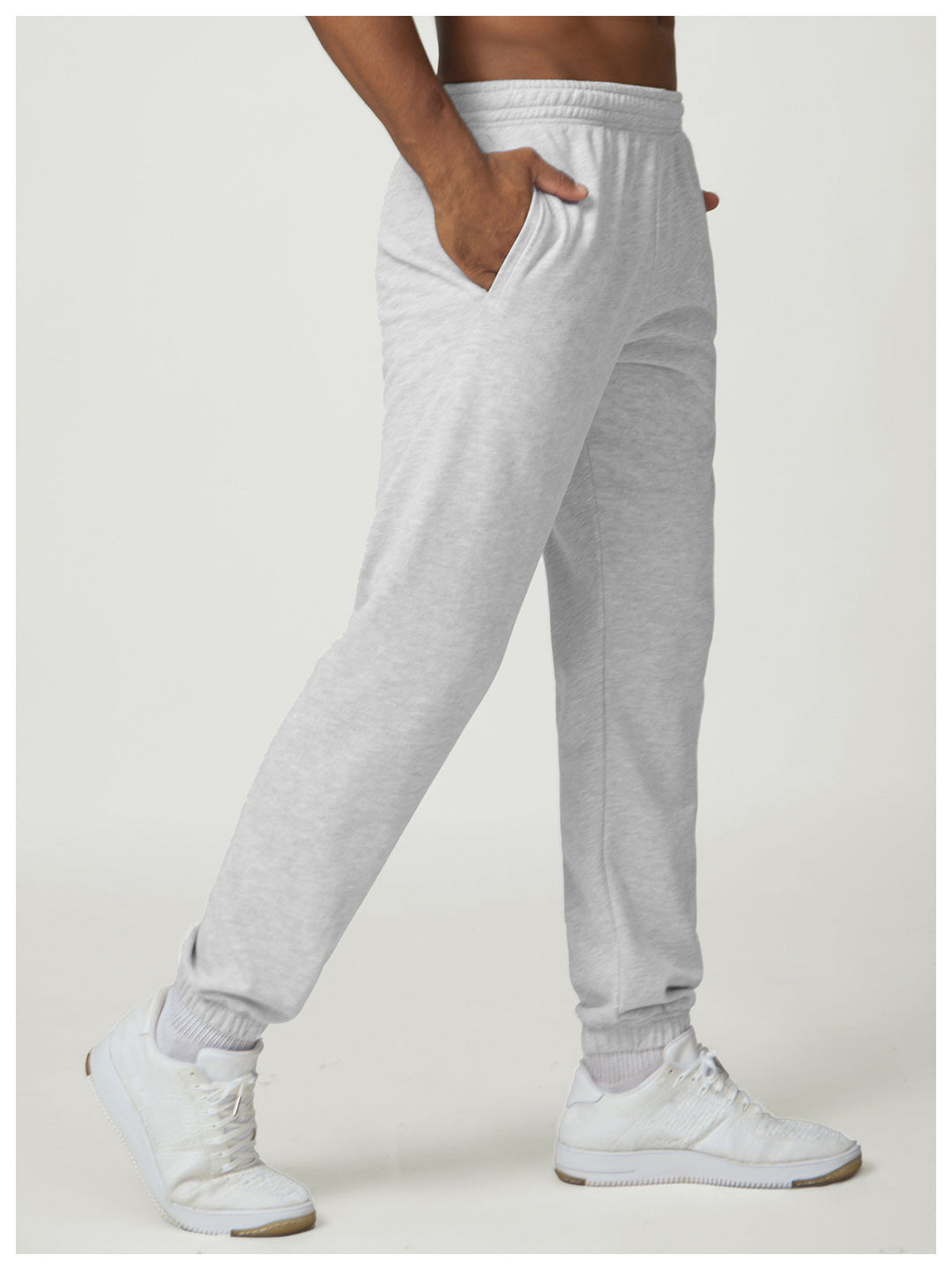 Relaxed Fit Cotton Blend Jogger Sweatpants Drawstring Heather Gray 4