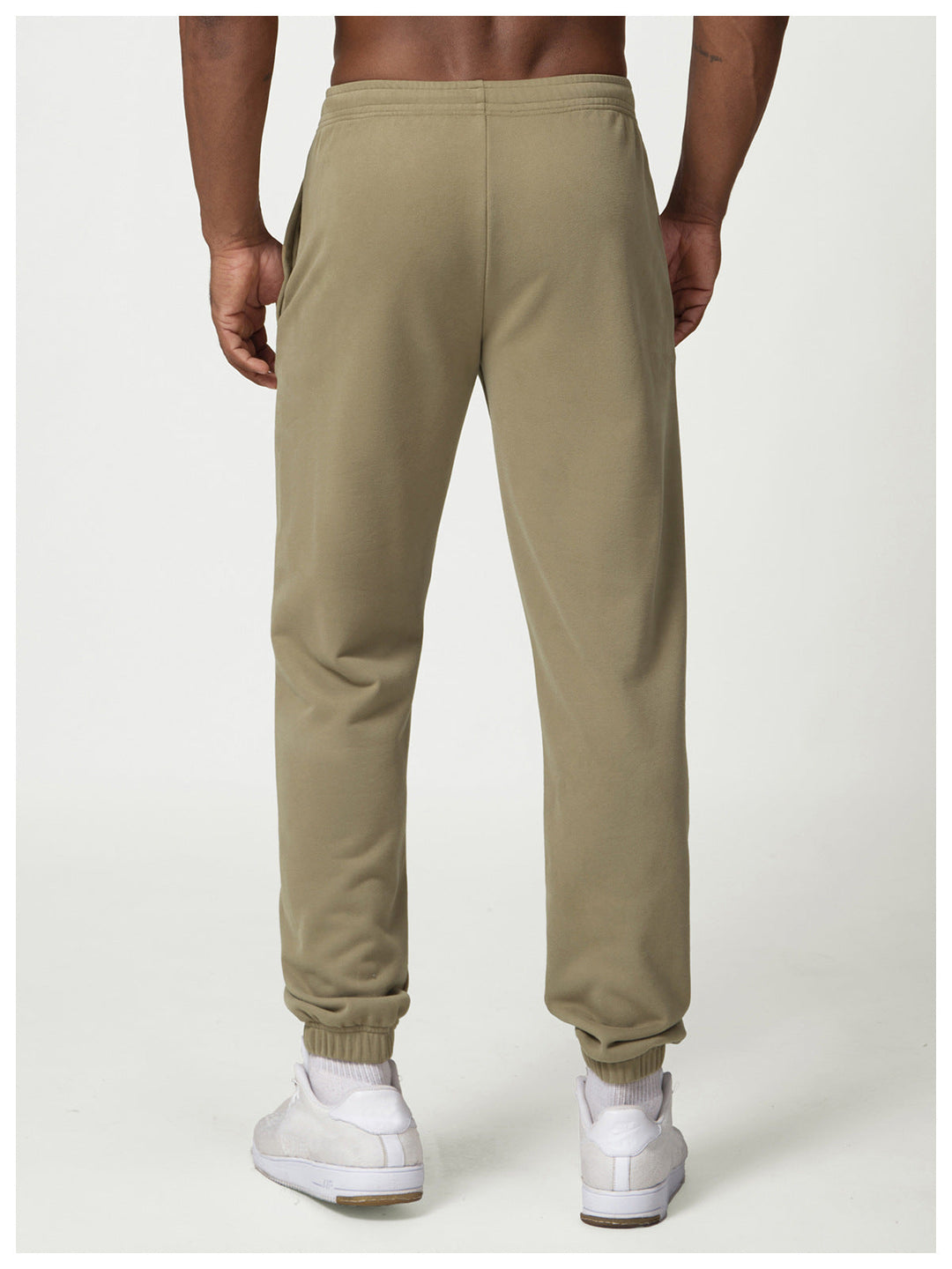 Relaxed Fit Cotton Blend Jogger Sweatpants Drawstring Khaki 5