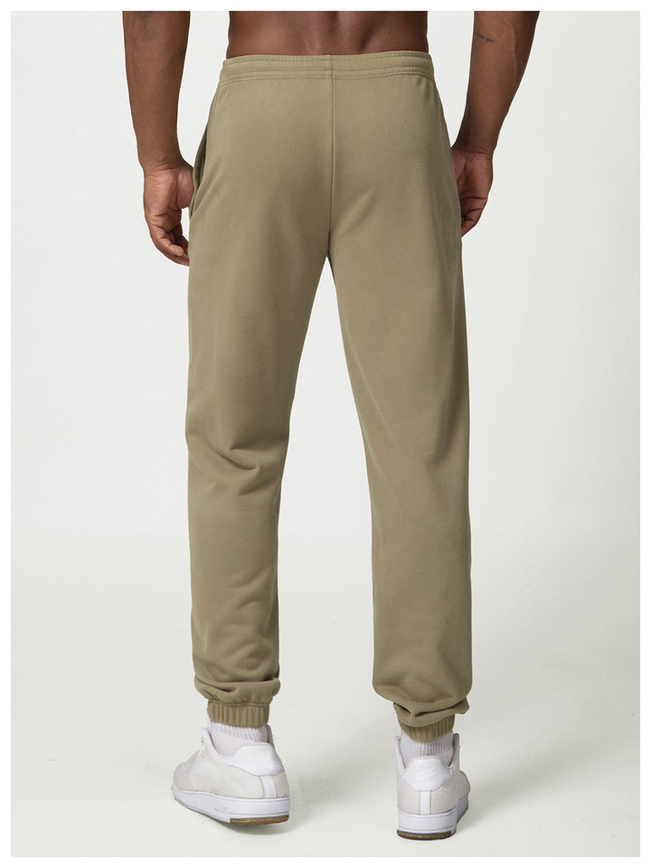 Relaxed Fit Cotton Blend Jogger Sweatpants Drawstring Khaki 5