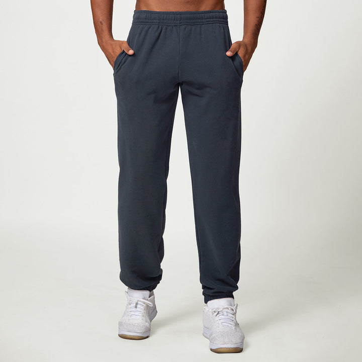 Relaxed Fit Cotton Blend Jogger Sweatpants Drawstring Navy 1