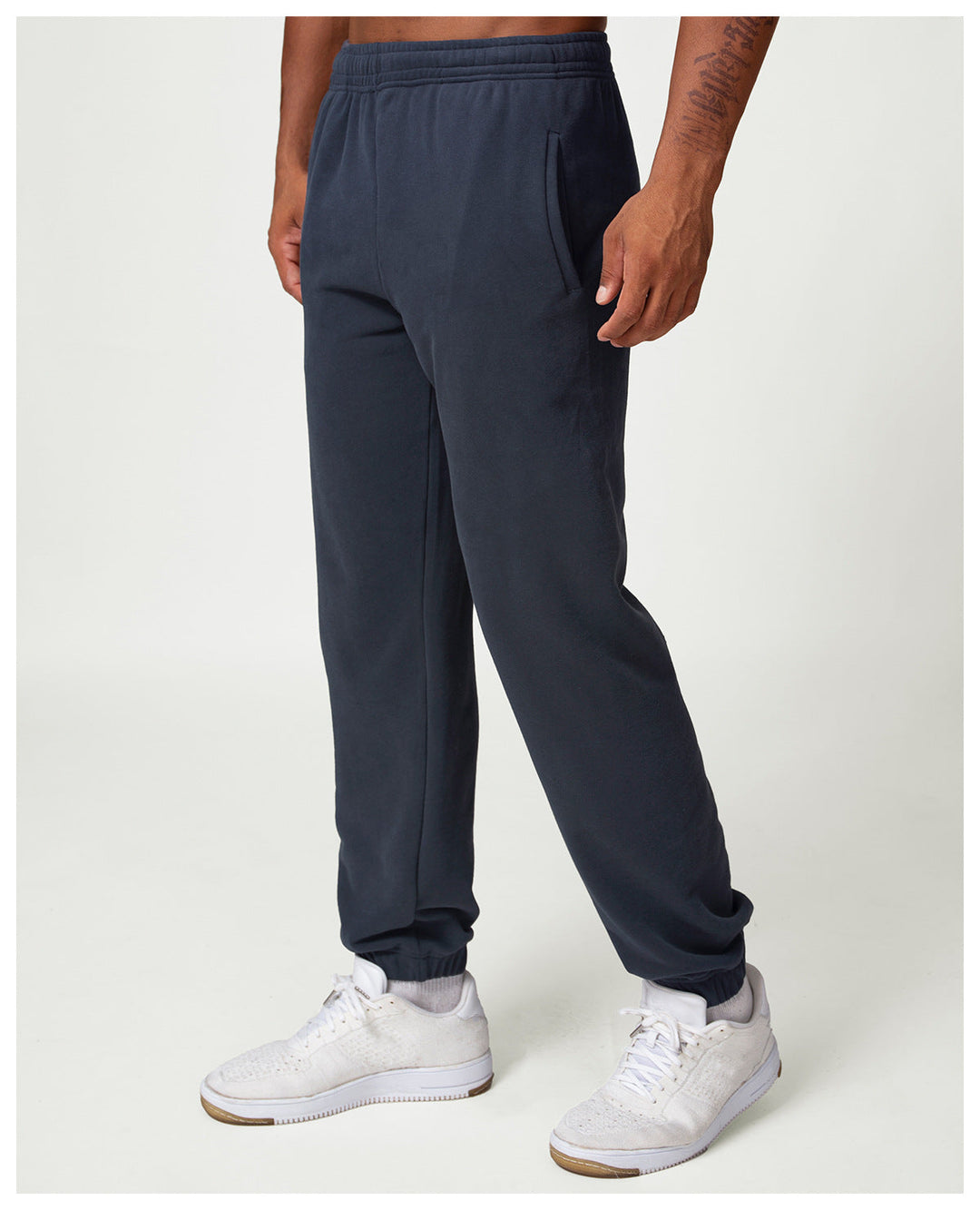 Relaxed Fit Cotton Blend Jogger Sweatpants Drawstring Navy 2