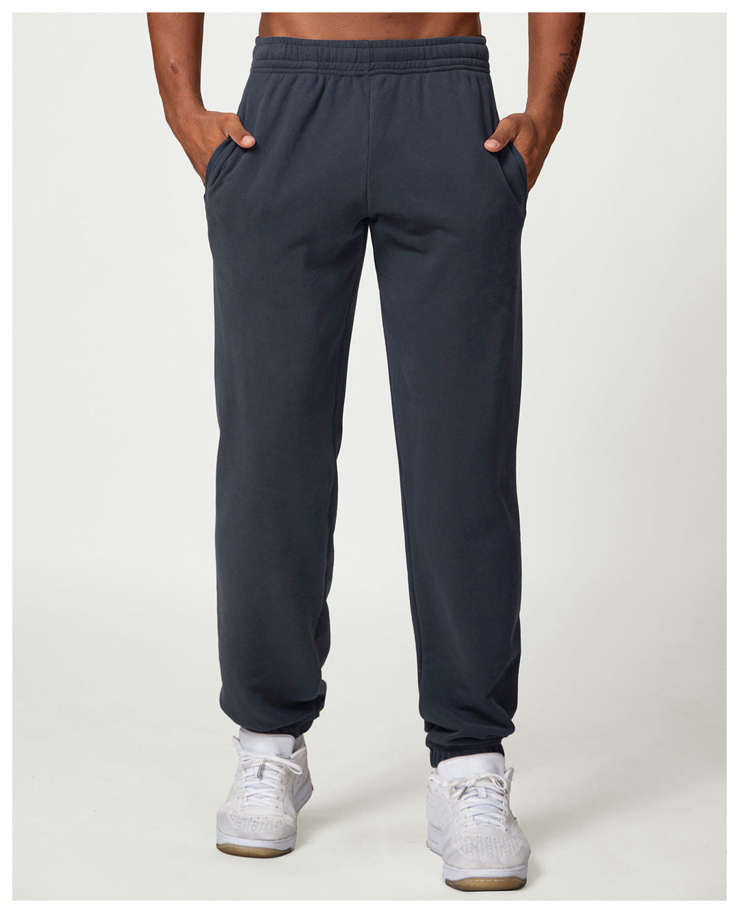 Relaxed Fit Cotton Blend Jogger Sweatpants Drawstring Navy 3