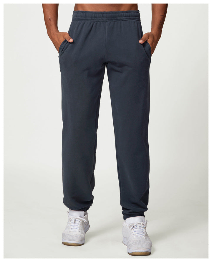 Relaxed Fit Cotton Blend Jogger Sweatpants Drawstring Navy 3
