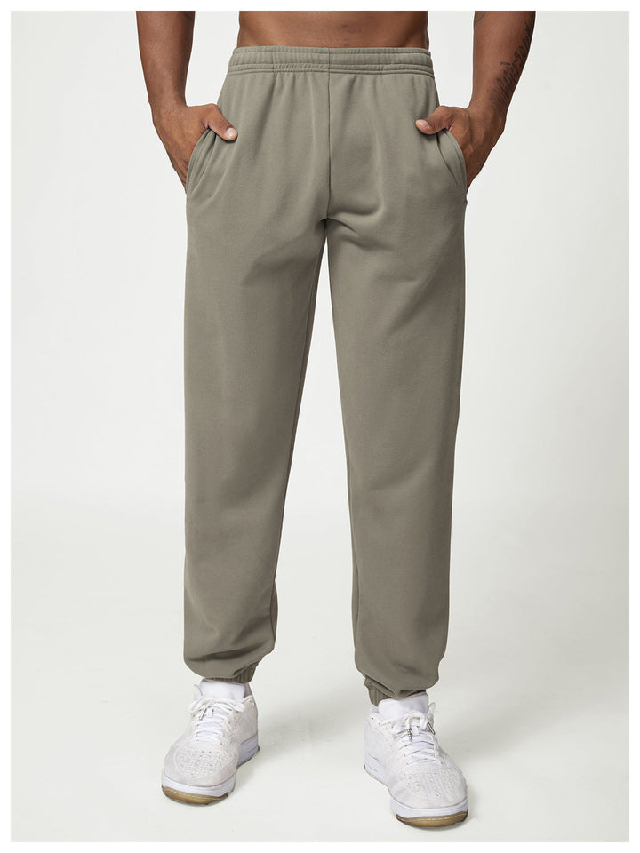 Relaxed Fit Cotton Blend Jogger Sweatpants Drawstring Olive Gray 1