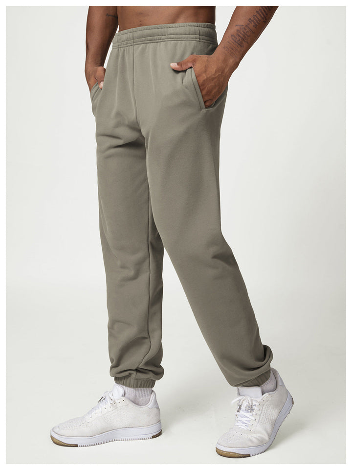 Relaxed Fit Cotton Blend Jogger Sweatpants Drawstring Olive Gray 3