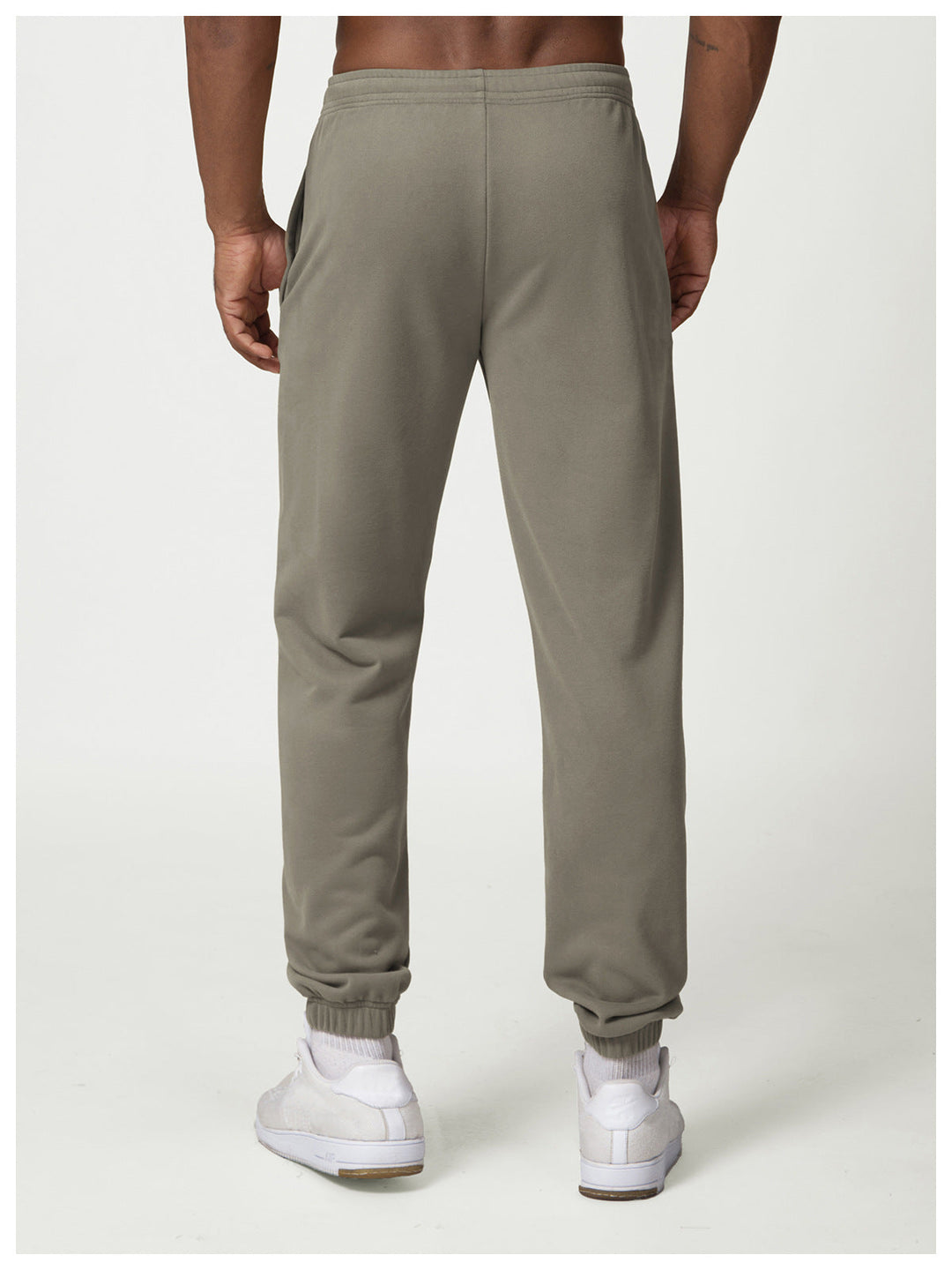 Relaxed Fit Cotton Blend Jogger Sweatpants Drawstring Olive Gray 4