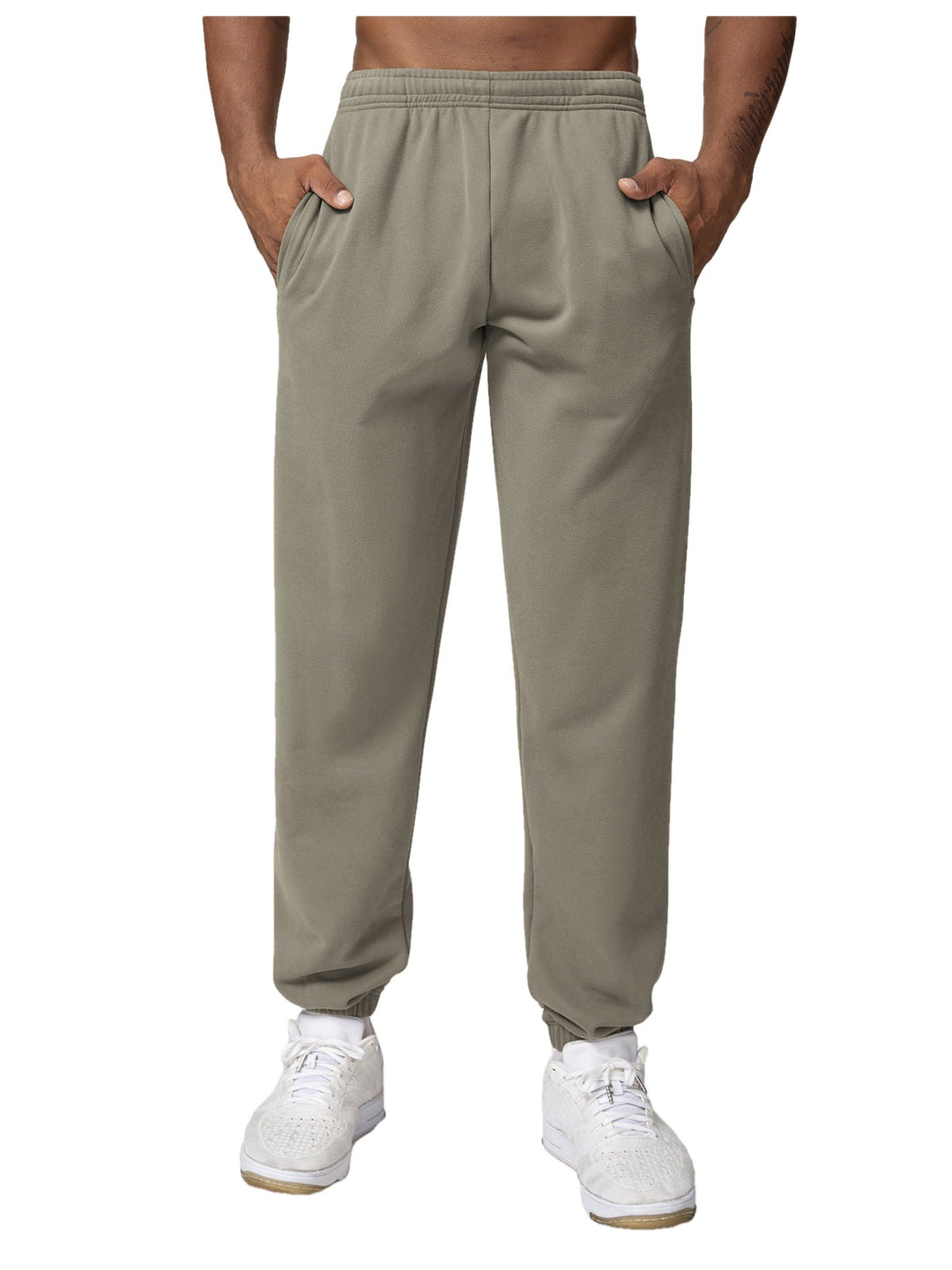 Relaxed Fit Cotton Blend Jogger Sweatpants Drawstring on white