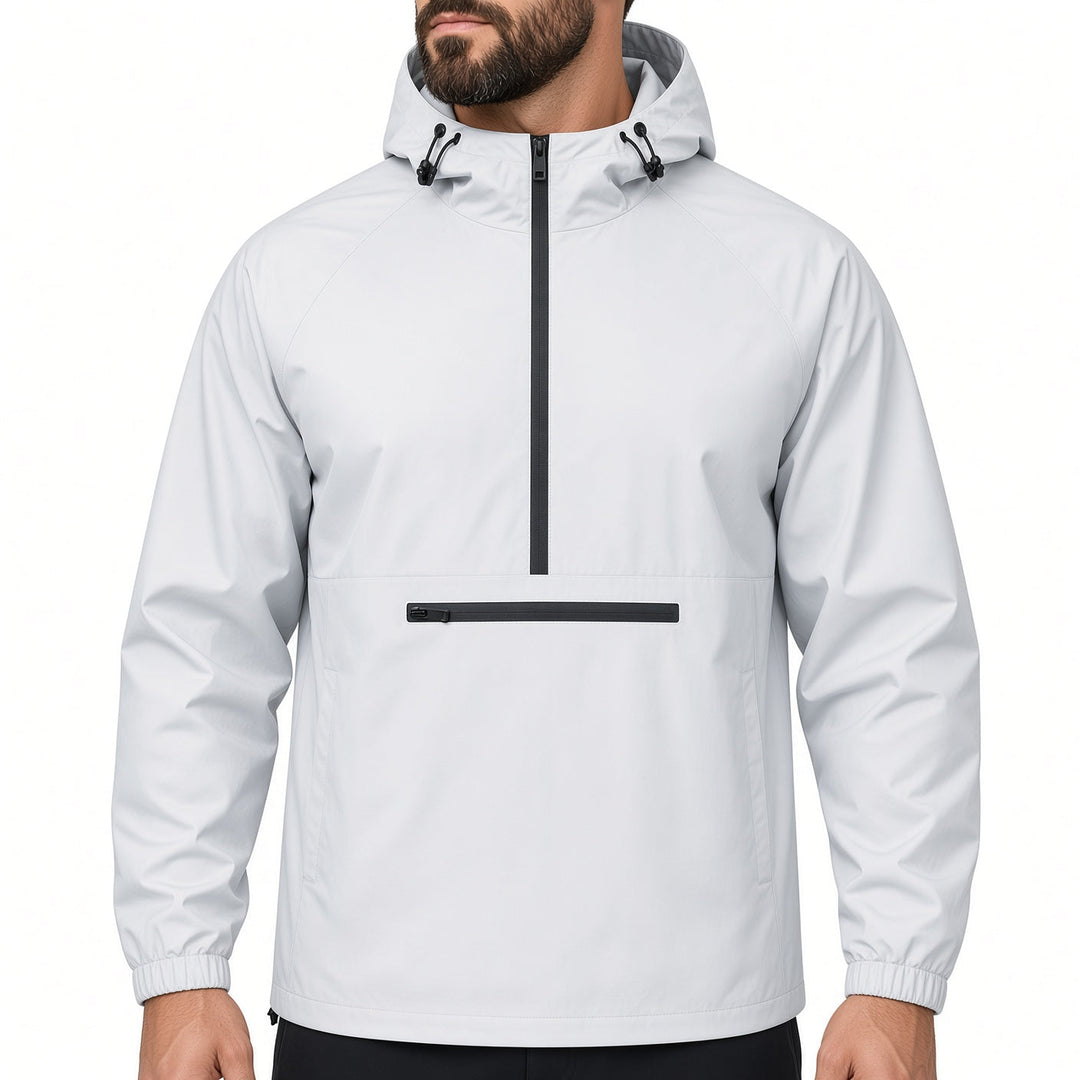 Relaxed Fit Half Zip Hooded Anorak Windbreaker White 1