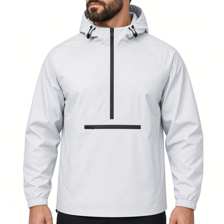 Relaxed Fit Half Zip Hooded Anorak Windbreaker White 1