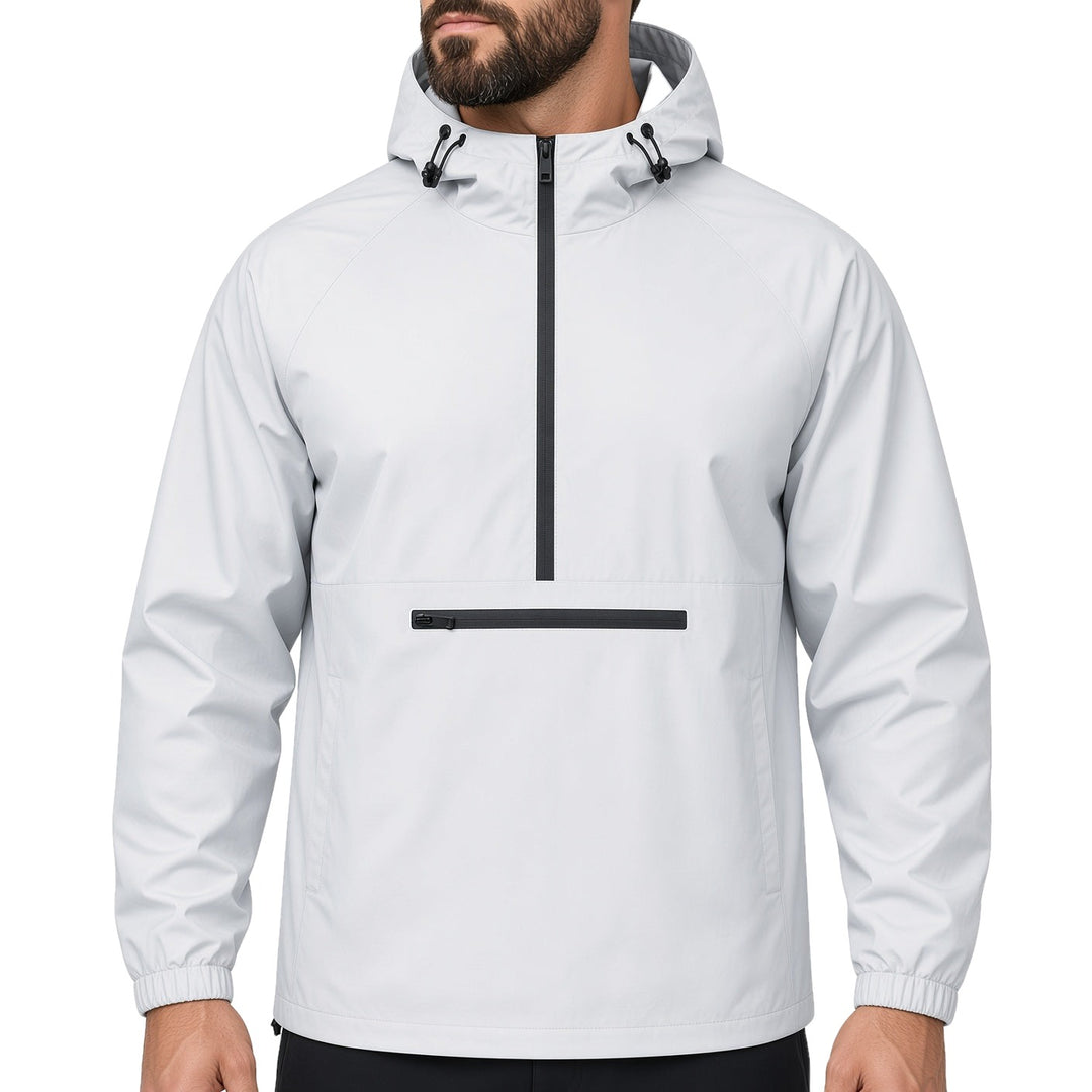 Relaxed Fit Half Zip Hooded Anorak Windbreaker on white