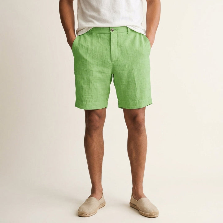 Relaxed Fit Linen Flat Front Shorts Set of 2 Gray 1