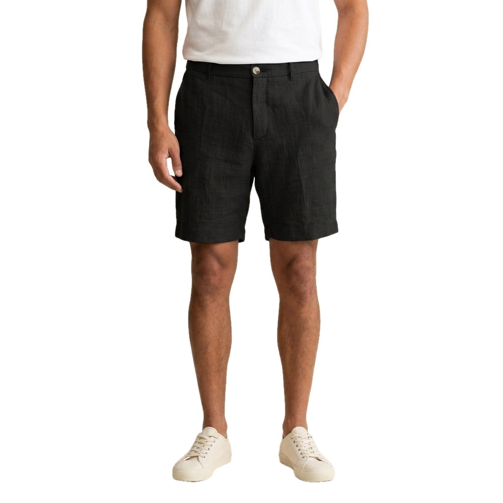 Relaxed Fit Linen Flat Front Shorts Set of 2 on white
