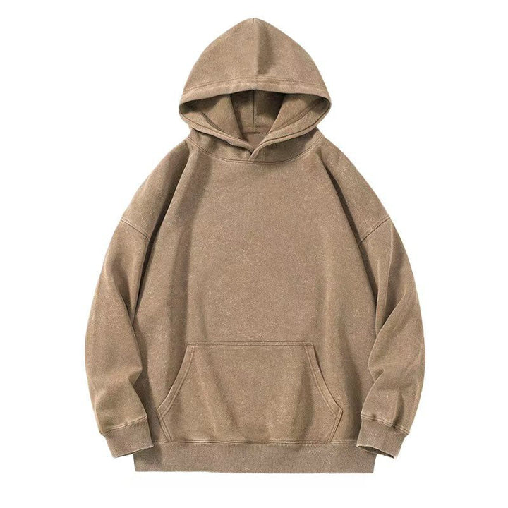 Relaxed Fit Vintage Wash Pullover Hoodie Beige 2