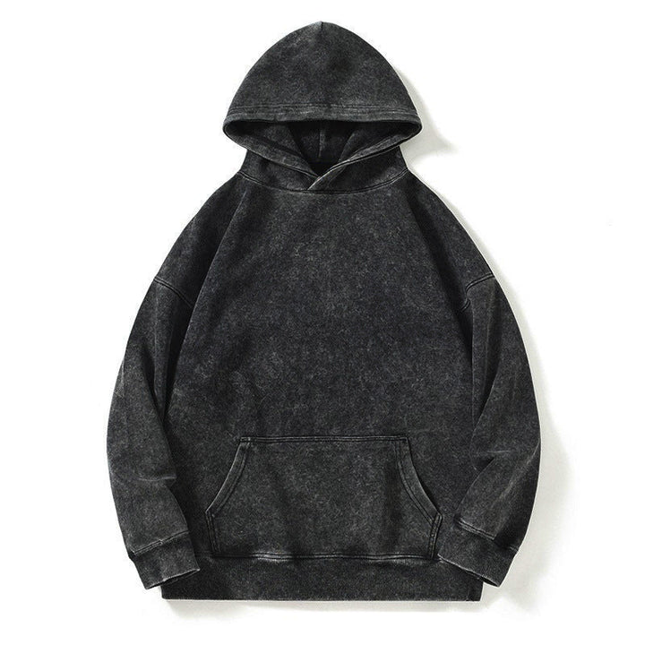Relaxed Fit Vintage Wash Pullover Hoodie Black 2