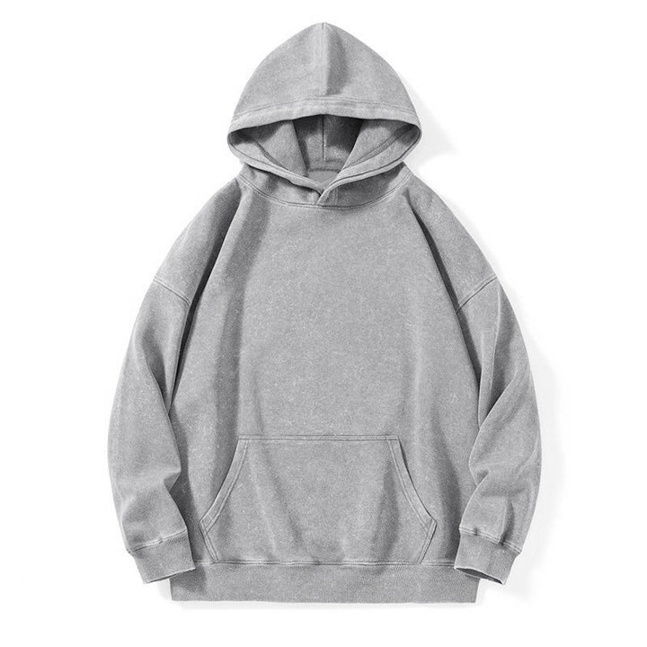 Relaxed Fit Vintage Wash Pullover Hoodie Gray 2