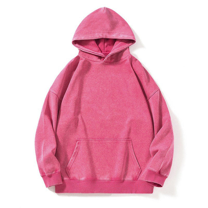 Relaxed Fit Vintage Wash Pullover Hoodie Pink 2