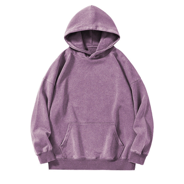 Relaxed Fit Vintage Wash Pullover Hoodie Purple 2