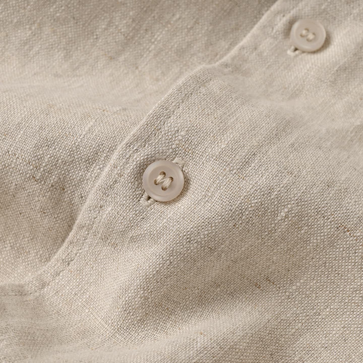 Relaxed Linen Button Down Shirt Long Sleeve Beige 3