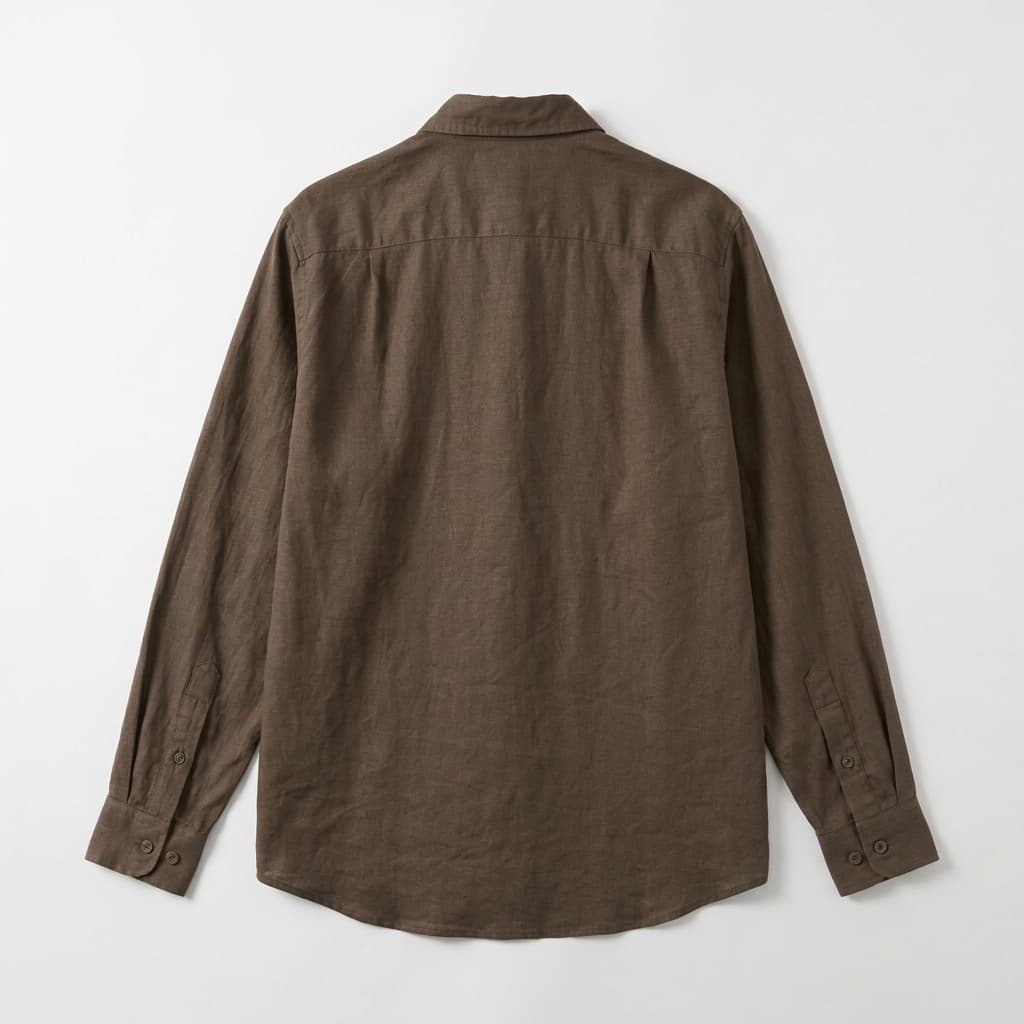 Relaxed Linen Button Down Shirt Long Sleeve Brown 2