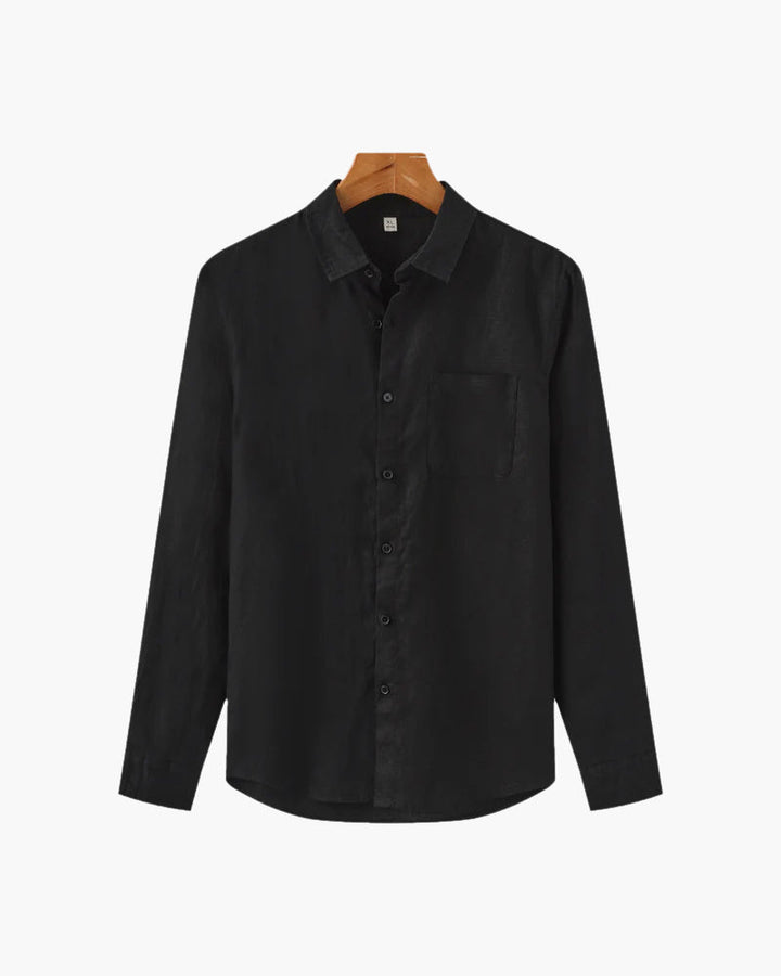 Relaxed Linen Button Down Shirt Long Sleeve Set of 3 Black 1
