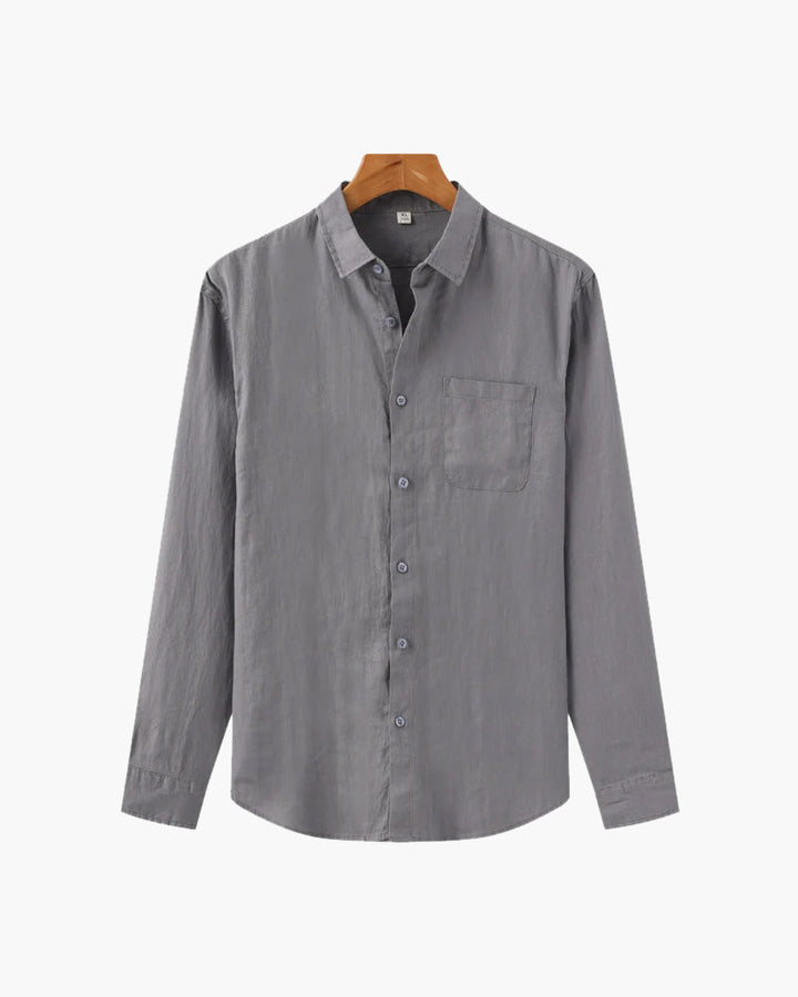 Relaxed Linen Button Down Shirt Long Sleeve Set of 3 Gray 1