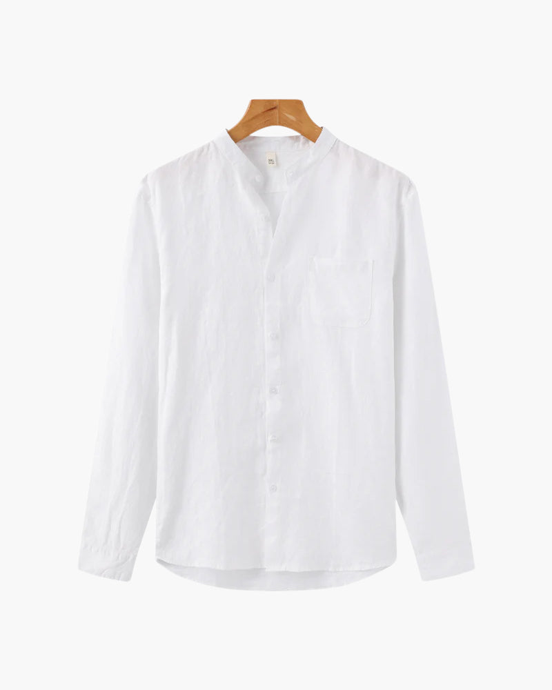 Relaxed Linen Button Down Shirt Long Sleeve Set of 3 White 1