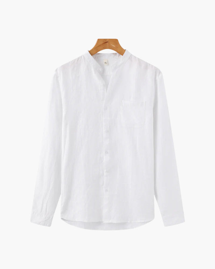 Relaxed Linen Button Down Shirt Long Sleeve Set of 3 White 1