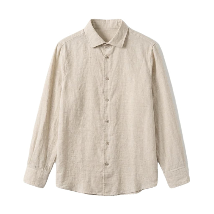 Relaxed Linen Button Down Shirt Long Sleeve on white