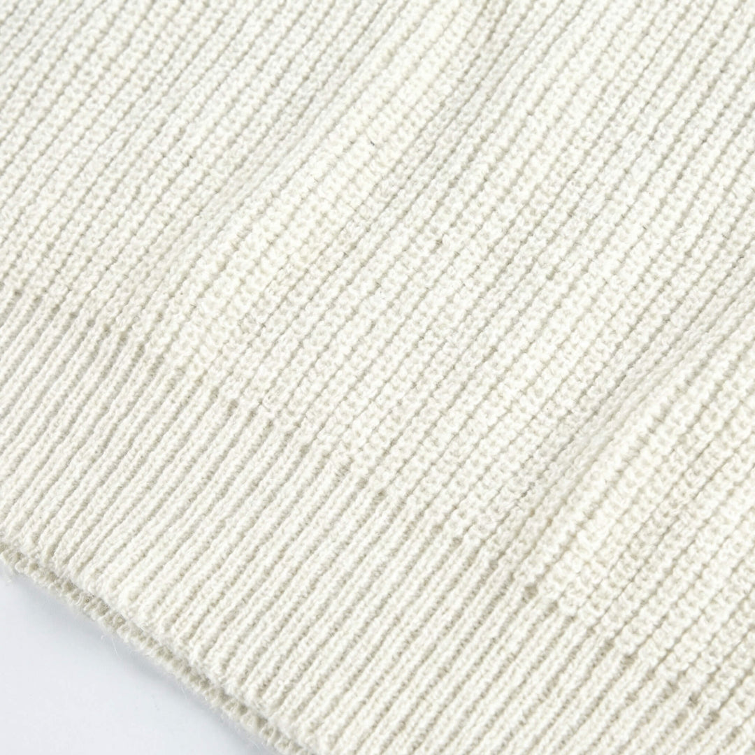 Relaxed Ribbed Knit Quarter Zip Sweater Stand Collar Set of 3 Beige 3
