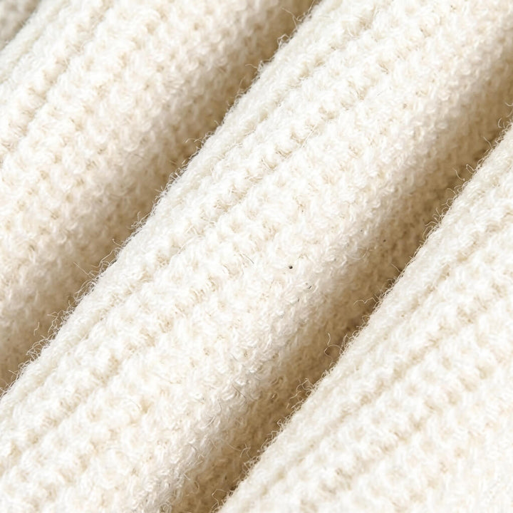 Relaxed Ribbed Knit Quarter Zip Sweater Stand Collar Set of 3 Beige 4