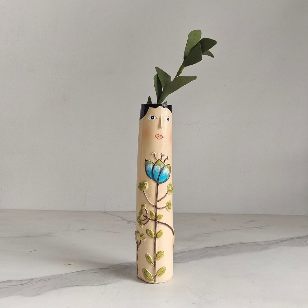 Resin Bud Vases Set of 7 Figure Design with Flowers and Birds 1