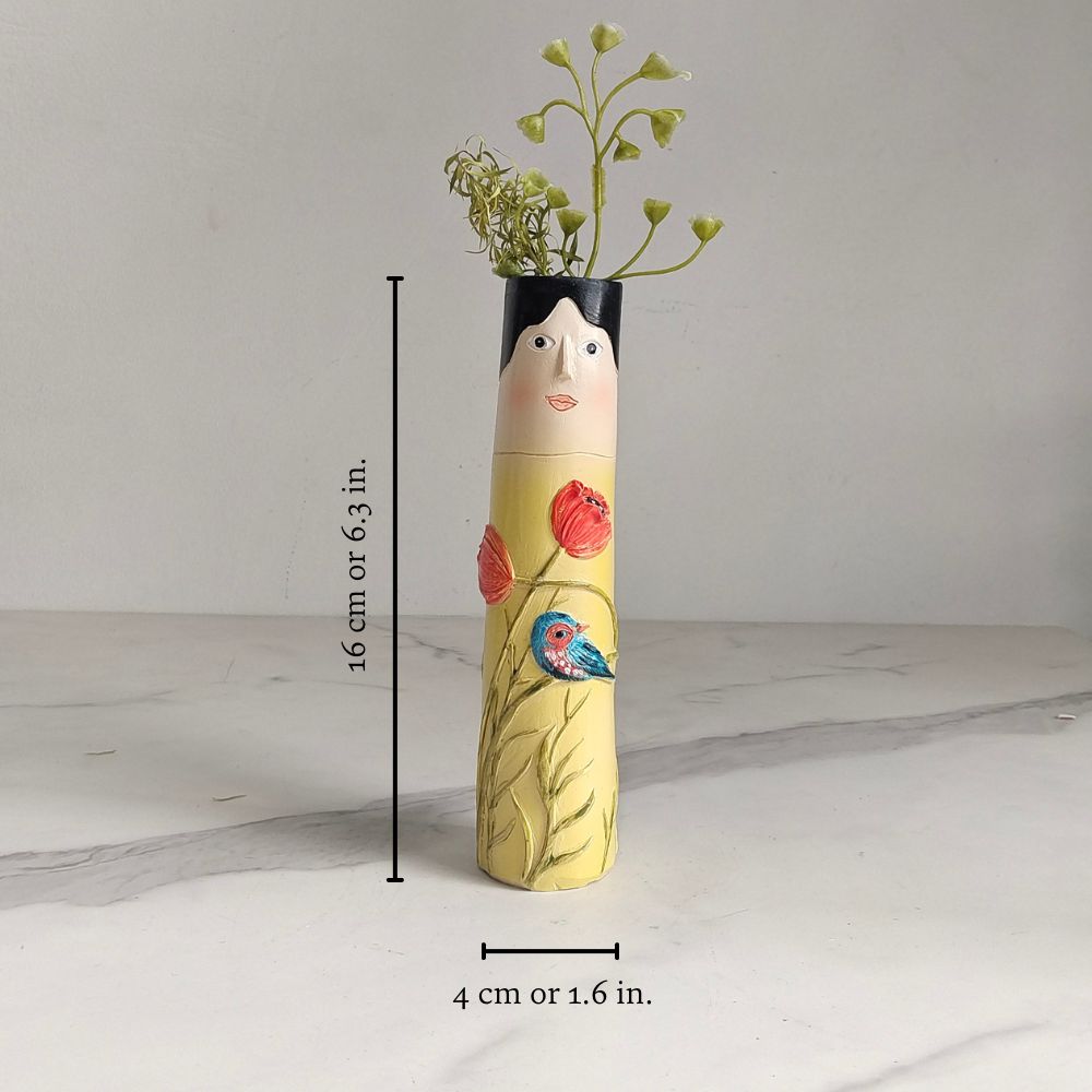 Resin Bud Vases Set of 7 Figure Design with Flowers and Birds 10